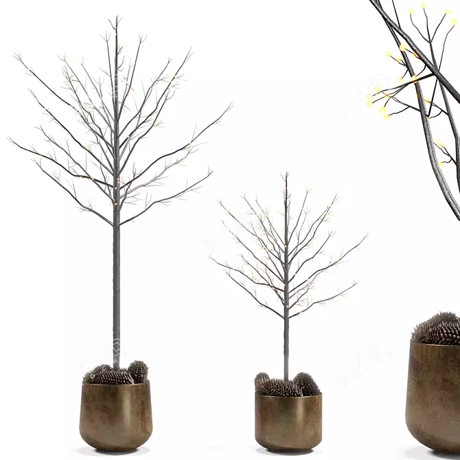  Black Oak Trees with Garland 3D model image 1