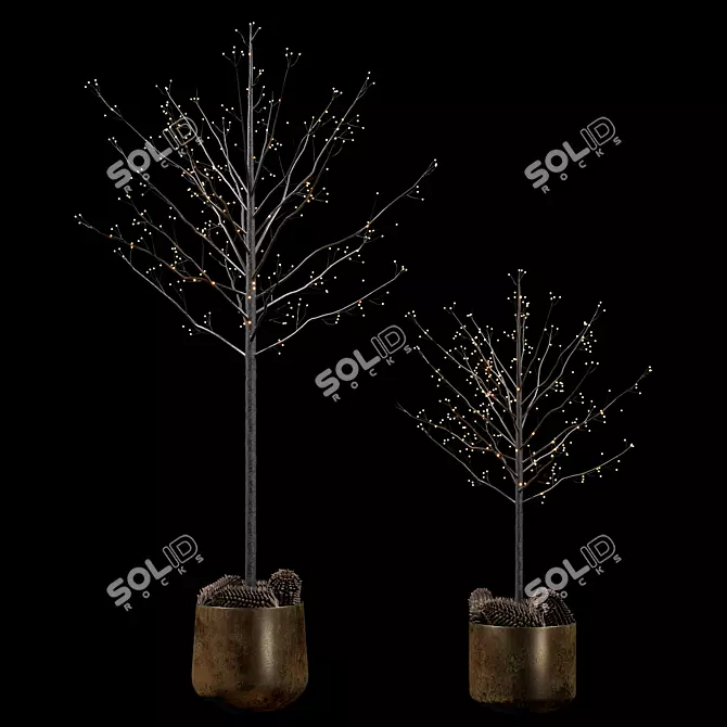  Black Oak Trees with Garland 3D model image 2