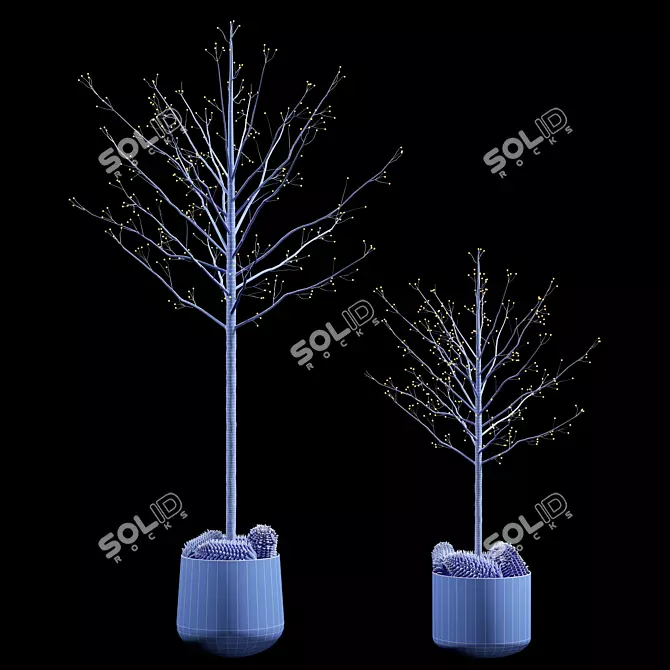  Black Oak Trees with Garland 3D model image 3