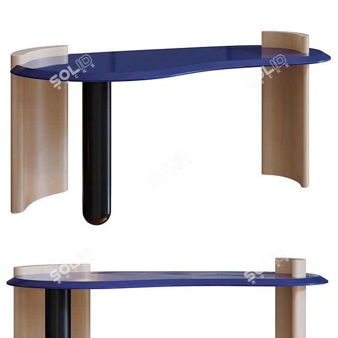 Modern Blue Table: Sleek Design 3D model image 4