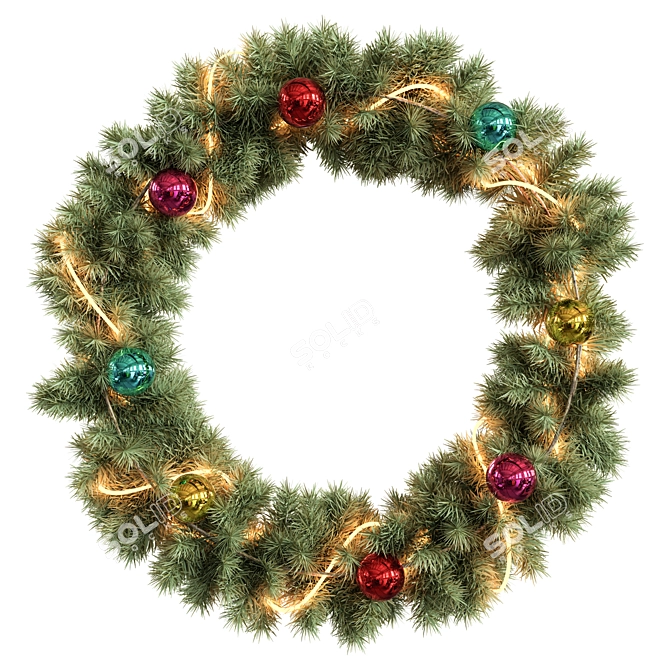 Festive Christmas Wreath Decor 3D model image 1