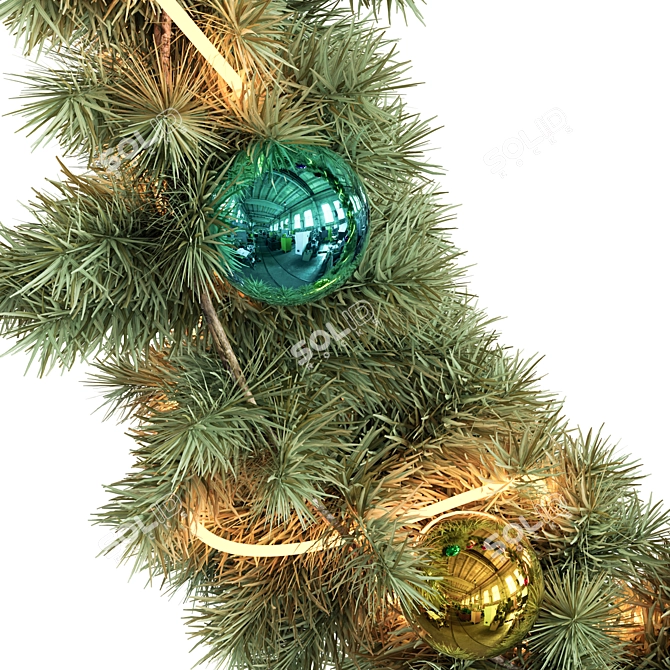 Festive Christmas Wreath Decor 3D model image 2