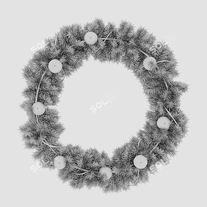 Festive Christmas Wreath Decor 3D model image 3