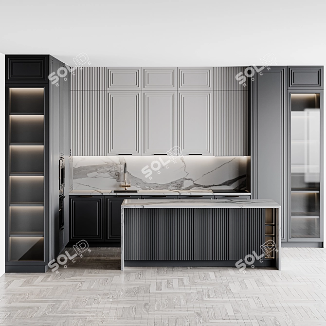  Customizable Kitchen Unit Set 3D model image 1
