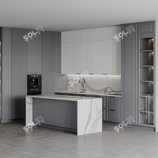  Customizable Kitchen Unit Set 3D model image 2