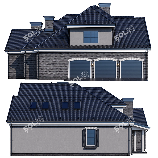 Modern Mansion Model with Materials 3D model image 4