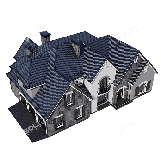 Modern Mansion Model with Materials 3D model image 5