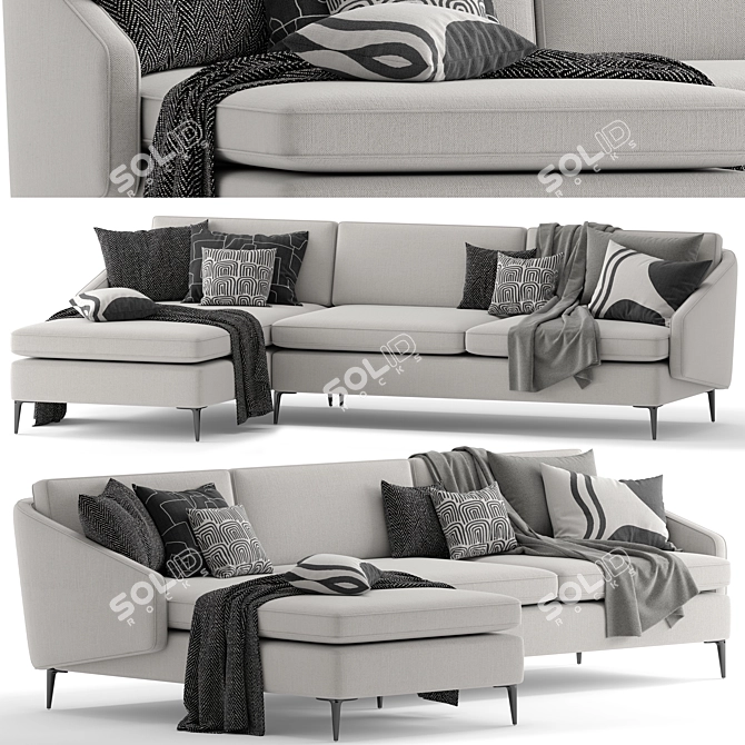 Modern High-Legged Corner Sofa 3D model image 1