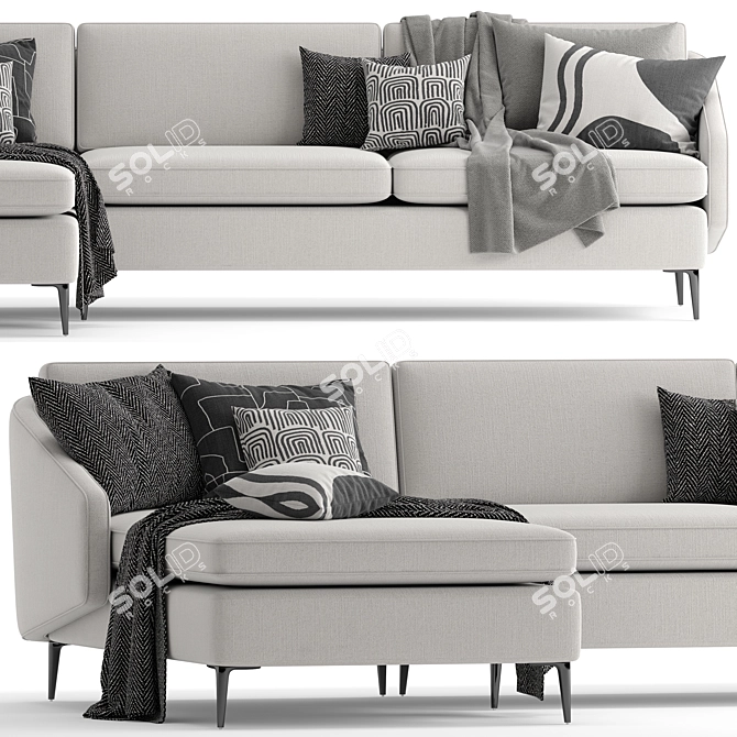 Modern High-Legged Corner Sofa 3D model image 2