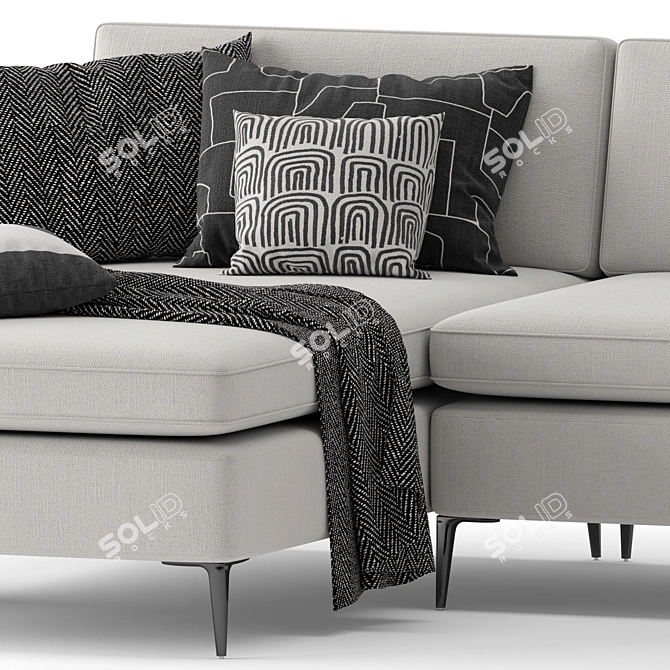 Modern High-Legged Corner Sofa 3D model image 4