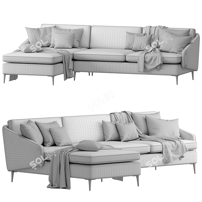 Modern High-Legged Corner Sofa 3D model image 5