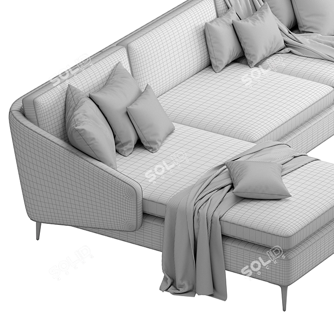 Modern High-Legged Corner Sofa 3D model image 7