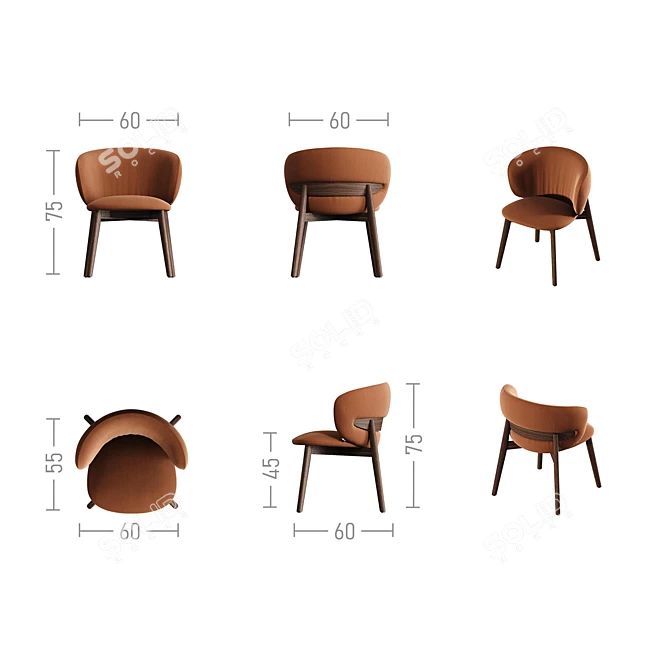 Baikal 2.0: Elegant Wood Chair 3D model image 2