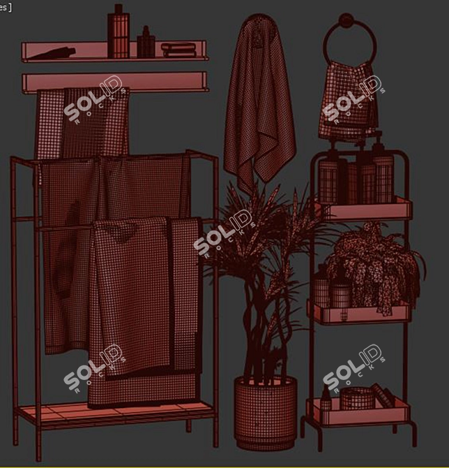 Modern Matte Black Bath Set 3D model image 2