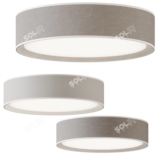 Textured Fabric LED Flushmount 3D model image 1