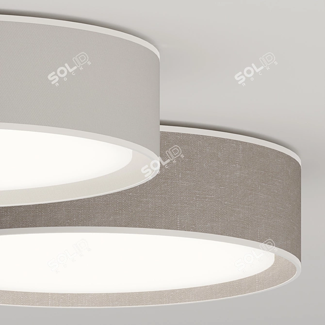 Textured Fabric LED Flushmount 3D model image 2