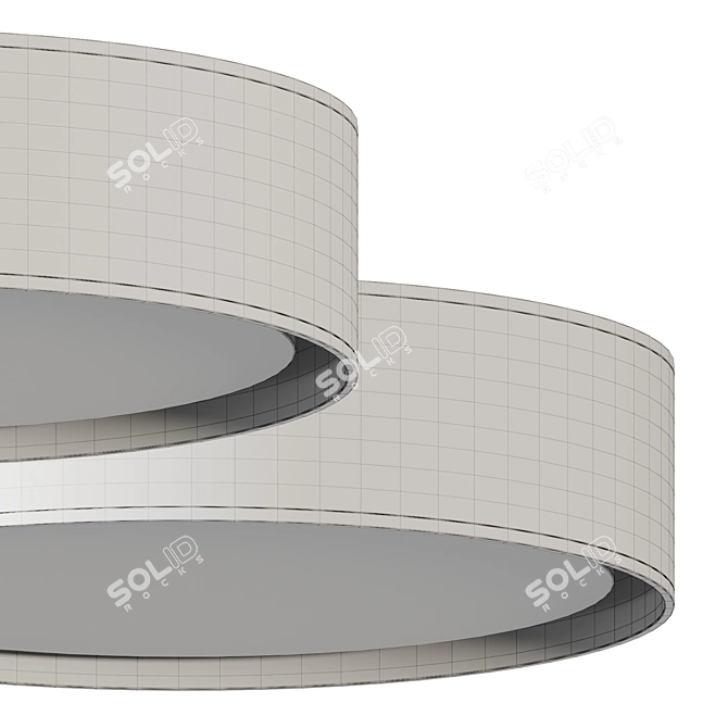 Textured Fabric LED Flushmount 3D model image 4