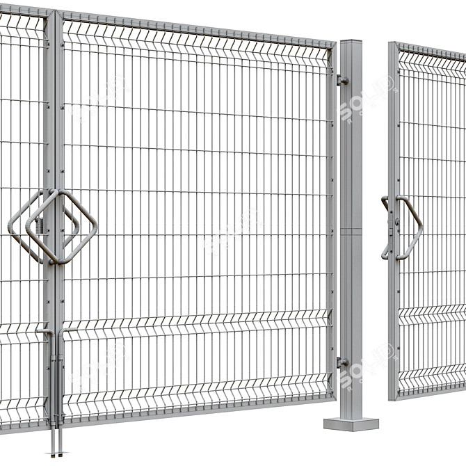 3D Mesh Gate, Fence & Gate Kit 3D model image 4