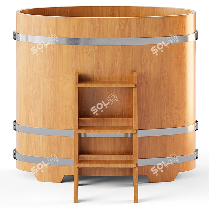 Bentwood Oval Sauna Bath Tub 3D model image 2