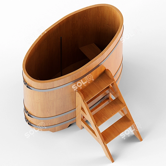 Bentwood Oval Sauna Bath Tub 3D model image 3