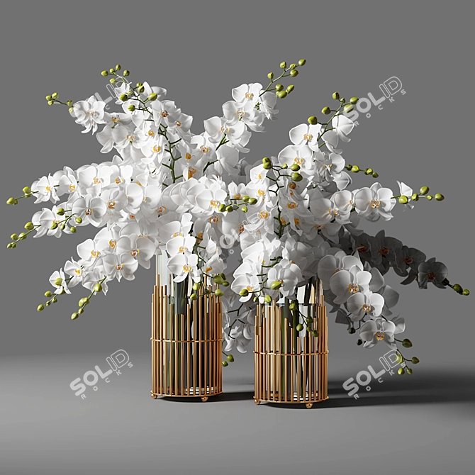 Glass Vase Orchid Bouquets 3D model image 1