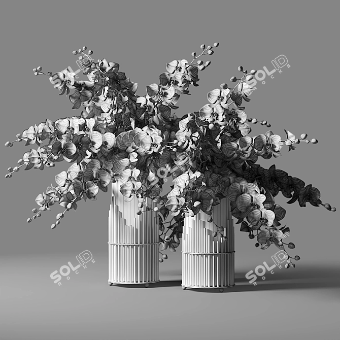 Glass Vase Orchid Bouquets 3D model image 2