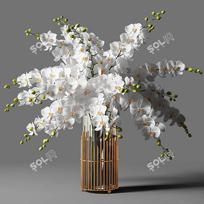 Glass Vase Orchid Bouquets 3D model image 3