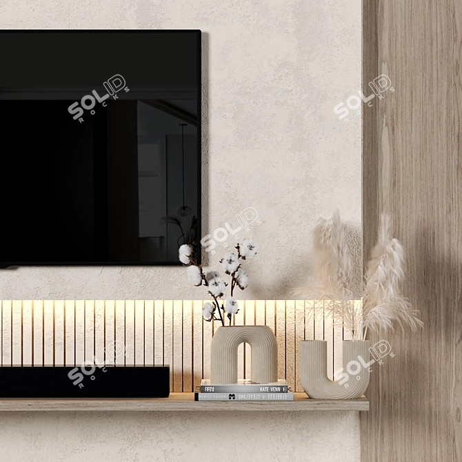 Modern 4K TV Wall Module 3D model image 3