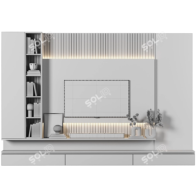 Modern 4K TV Wall Module 3D model image 4