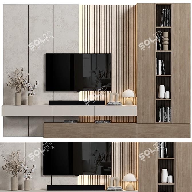 Sleek TV Wall Unit Set 3D model image 1