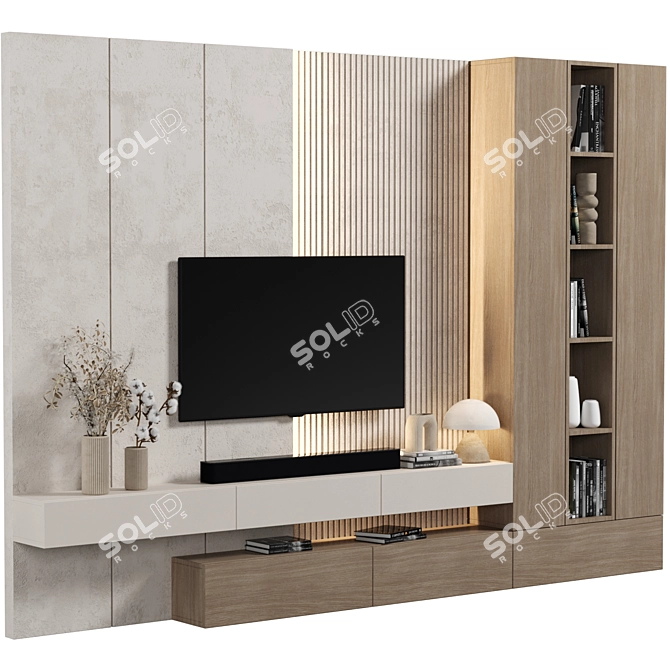 Sleek TV Wall Unit Set 3D model image 2