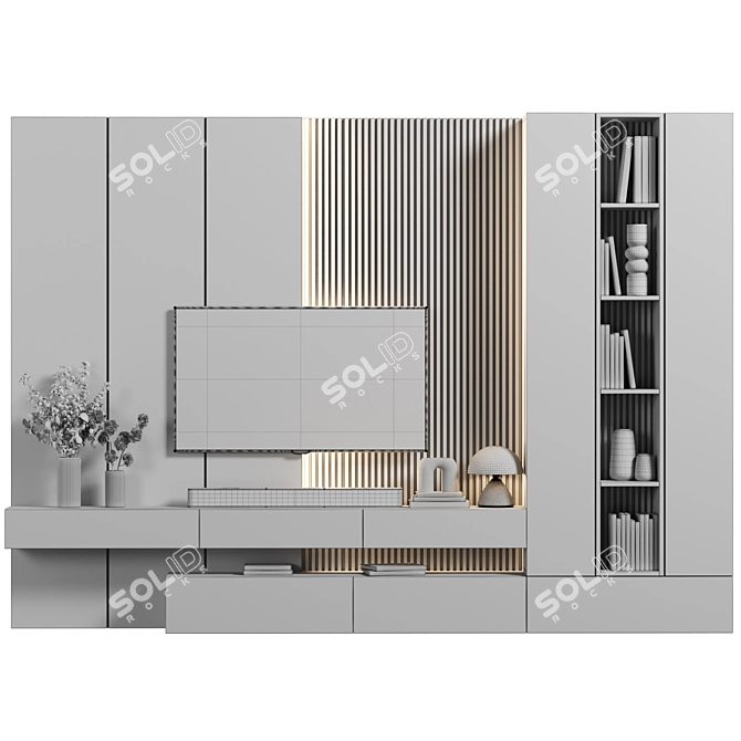 Sleek TV Wall Unit Set 3D model image 4