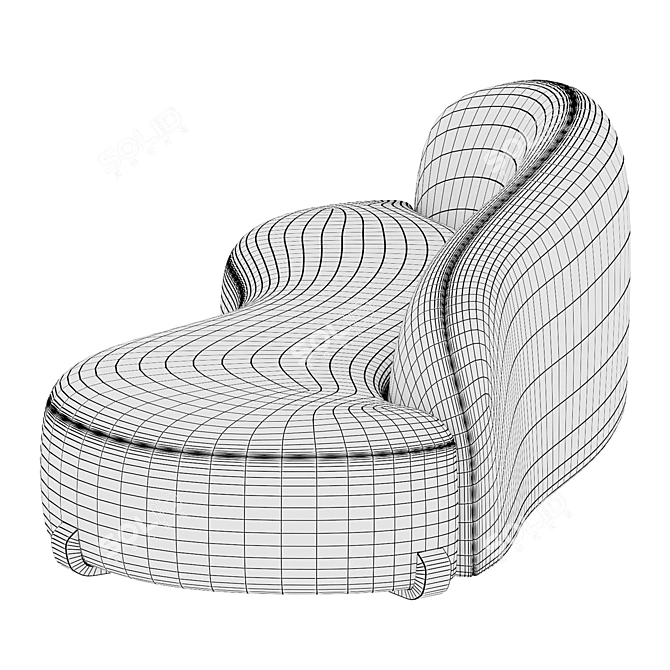 Elegant Aeran Loveseat by Maison Dalziel 3D model image 4