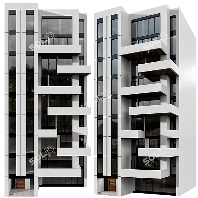 Modern Residential Building Design Kit 3D model image 1