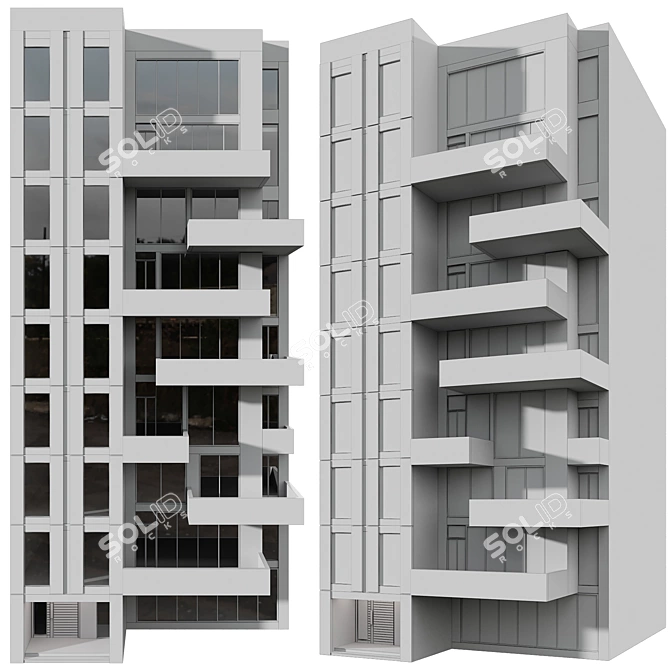 Modern Residential Building Design Kit 3D model image 5