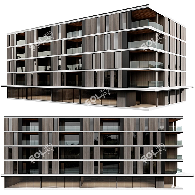 Detailed Residential Building No76 3D model image 1