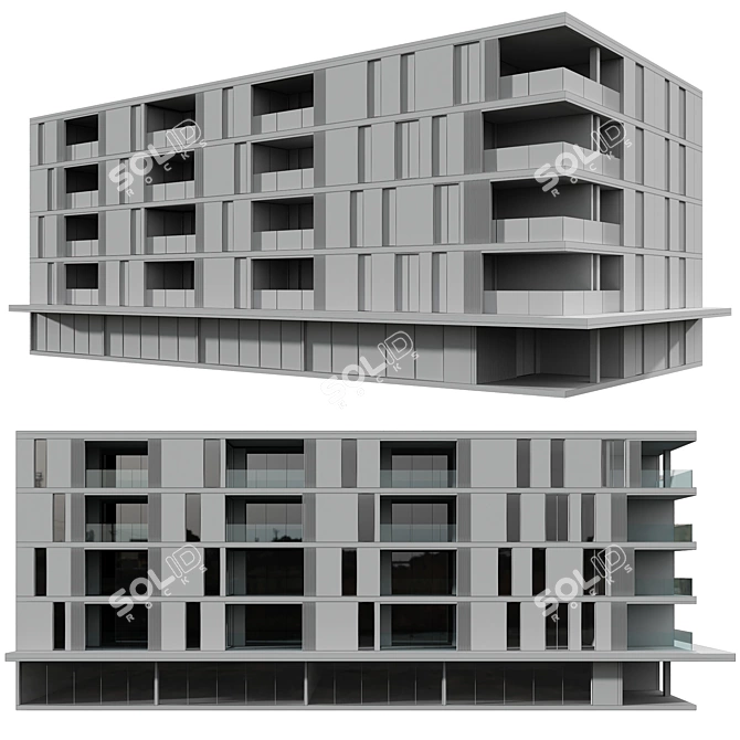 Detailed Residential Building No76 3D model image 5