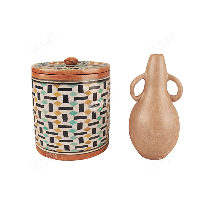 Handcrafted North African Vases 3D model image 4