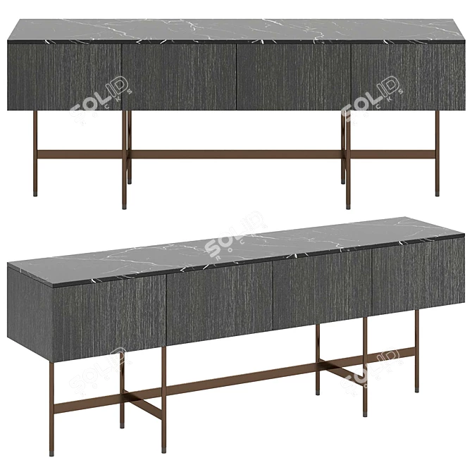 Modern Ash Sideboard with Drawers 3D model image 1