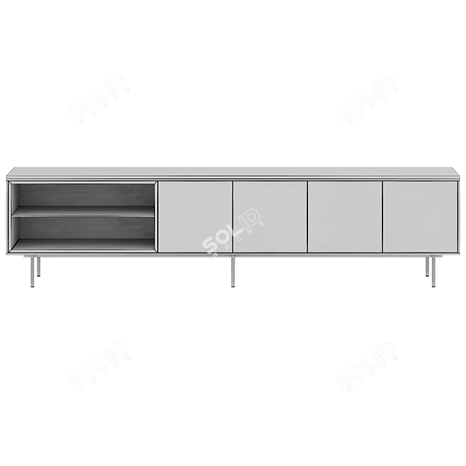 Minimalist Oak Sideboard with Doors 3D model image 2