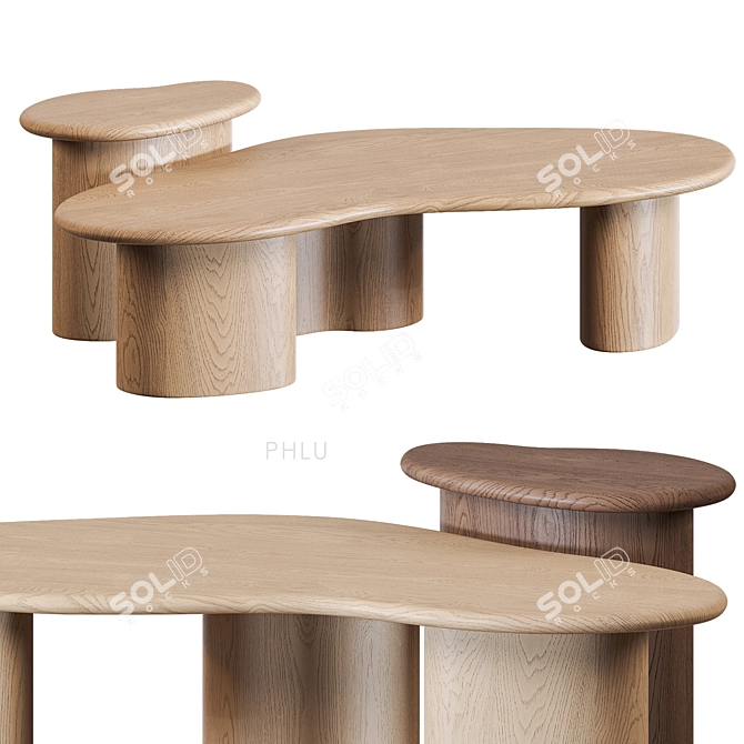 Phlu Oak Coffee Side Tables 3D model image 1