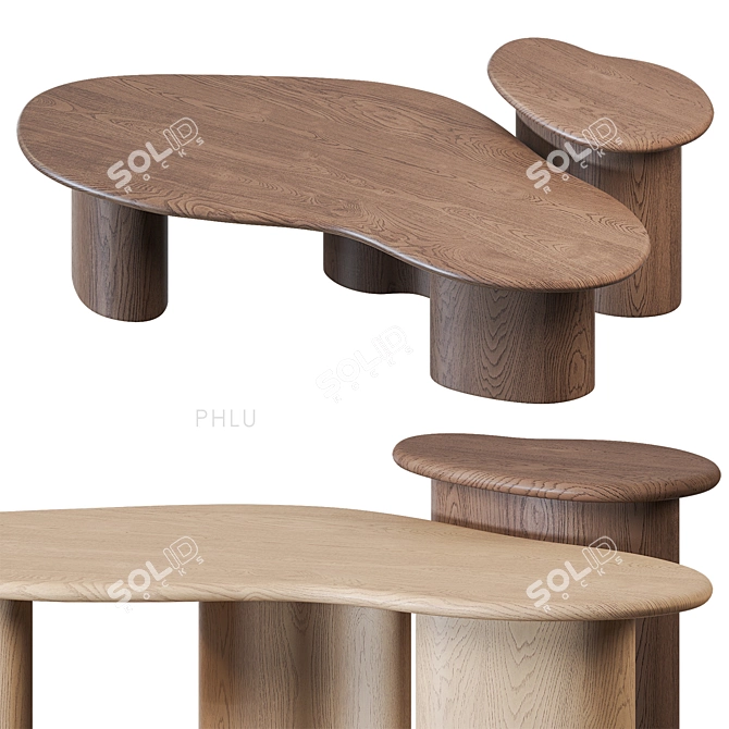 Phlu Oak Coffee Side Tables 3D model image 2