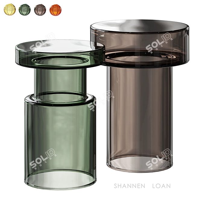 Contemporary Glass Side Tables 3D model image 1