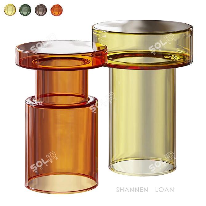 Contemporary Glass Side Tables 3D model image 2