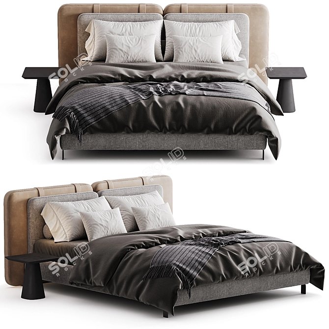 Luxurious Minotti Tatlin Soft Bed 3D model image 2