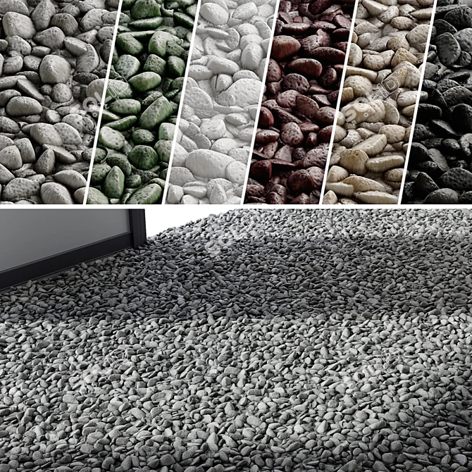 PBR Gravel Textures Bundle | 4K 3D model image 1