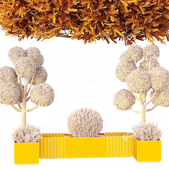 Urban Green Plant Bench Collection 3D model image 5