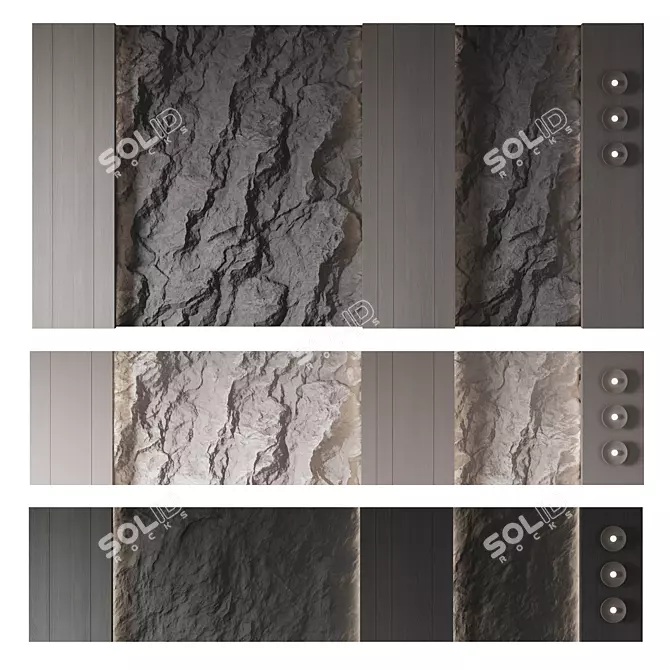 Stone Accent Wall Panel 3D model image 3