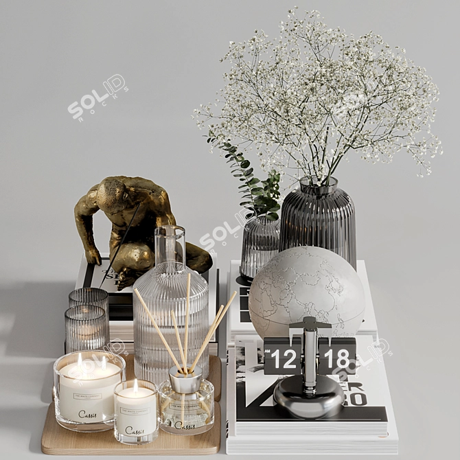 Modern Decor Set with Speaker 3D model image 4