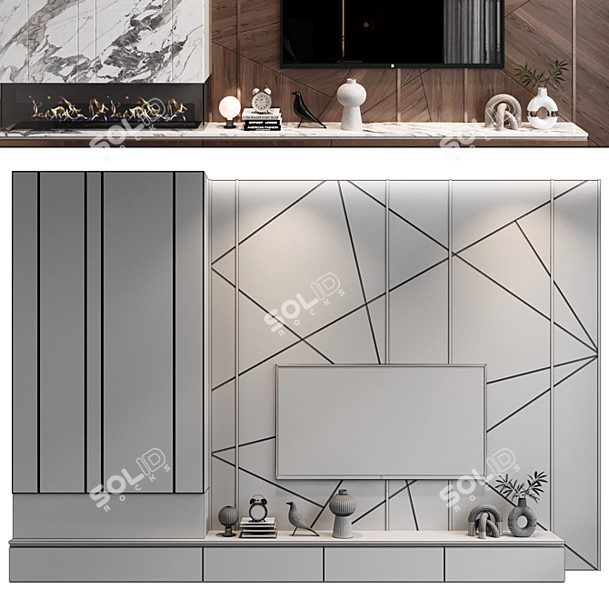 Modern TV Shelf for Living Room 3D model image 2